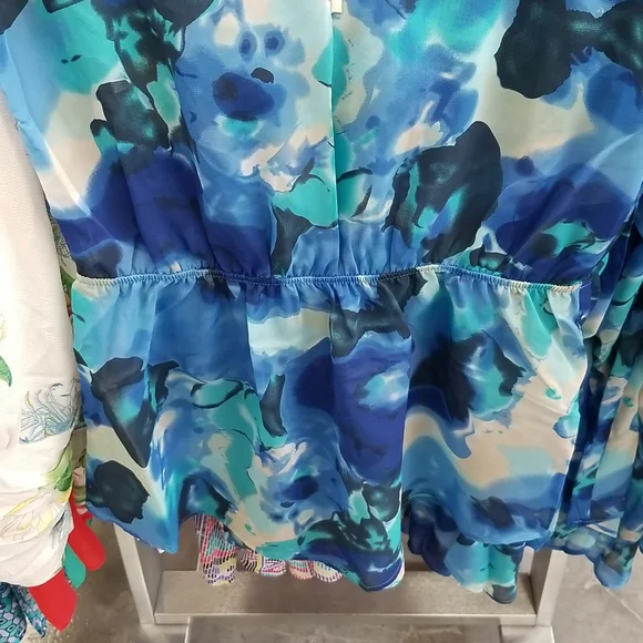 BCBG MAXAZRIA Chiffon Dress Swimsuit Cover up Butterflies Watercolor Paint Print - Picture 4 of 9